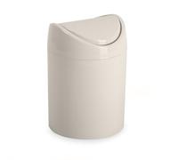 CABLEPELADO Papelera basculante plástico para mesa, Mini Basurero de Mesa, Cubo de Basura para Escritorio, Papelera de Oficina Pequeña, Papelera de Plástico con Tapa Basculante, 1.4 Litros, Beige
