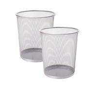 CABLEPELADO Papelera Malla Metalica 12 litros - 21.5 x 27 cm - Papelera Escritorio de Metal - Malla Metal - Fondo Plano - Papelera Habitación - Ventilada (Pack 2 Grises)