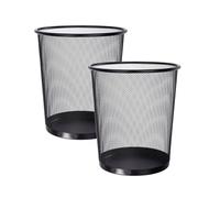 CABLEPELADO Papelera Malla Metalica 12 litros - 21.5 x 27 cm - Papelera Escritorio de Metal - Malla Metal - Fondo Plano - Papelera Habitación - Ventilada (Pack 2 Negro)