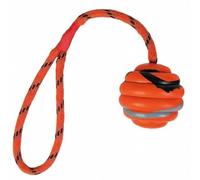 CABLEPELADO Pelota para Perros con Cuerda | Pelota Ondulada para Perro | Juguete Perro Extra Resistente | Caucho Natural | 6 cm diámetro Pelota | 30 cm Longitud de Cuerda | Naranja