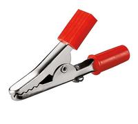 CABLEPELADO Pinza de cocodrilo | Pinza de prueba | Pinza eléctrica | con manguitos aislados | Apto para conexiones eléctricas | Longitud total de 34mm | Color rojo | 1 unidad