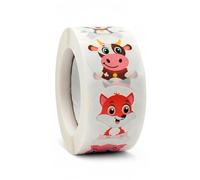 CABLEPELADO - Rollo de Pegatinas de Animales | 500 Unidades Adhesivas | Diámetro 2,5 cm | Etiquetas para Decoración de Agendas y Manualidades | Diseños de Granja y Bosque | Tipo 3