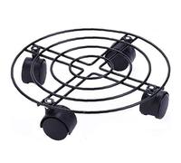 CABLEPELADO Soporte de maceta con rueda, Carrito metálico giratorio para macetas, 20 cm diámetro, 5 cm altura, Negro