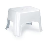 CABLEPELADO Taburete de Rattan y Plástico Multiusos, Apilable, Soporta hasta 150Kg, 44 cm Ancho, 28.5 cm Alto, Blanco