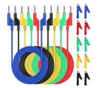 Cables De Multímetro, Alligator Clip Wire Test Leads Set, 4mm Cables De Prueba, 5 Piezas De Prueba De Banana Con 10 Piezas Pinzas De Cocodrilo Aisladas Para Multímetro Comprobador De Voltaje