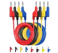 Cables de Prueba de Multímetro con Pinzas Cocodrilo - 1m de Longitud con Conector Banana 4mm - 12 Piezas