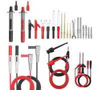 Cables de prueba para multímetro, sondas de corriente con pinzas de cocodrilo reemplazables, sonda de prueba afilada, pinzas de gancho de prueba para pruebas de multímetro eléctrico digital- 25PCS