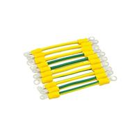 Cables de puesta a tierra solares fotovoltaicos BVR con terminales, 10 piezas con terminal 14 AWG agujero de tierra 5 mm cable cobre flexible amarillo-verde(14awg 250mm)