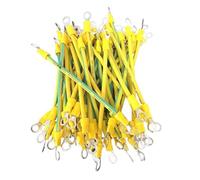 Cables de puesta a tierra solares fotovoltaicos BVR con terminales, 100 PCS PV con terminal 14/12/10AWG Agujero de tierra 5/6/8 mm Cable cobre amarillo-verde(Hole Size 5MM,20CM-10AWG(6MM2))