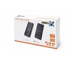 Cables Direct NLUSB3-7PL hub de interfaz USB 3.2 Gen 1 [3.1 Gen 1] Type-A 5000 Mbit/s Negro (CDL 7 Port USB 3.0 Hub + ABS Shell)