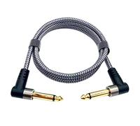 Cables para parches de guitarra Cable de tablero de pedal de efecto 6.35 Cable en ángulo recto Trenzado de nailon Conexión de blindaje de bajo ruido Conexión de cables en ángulo recto