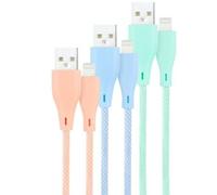 Nanocable Pack 3 Cables Mallados USB 2.0 a Lightning Macho/Macho 1m Rosa/Azul/Verde