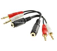 CablesOnline, 2-Pack (3,5 mm estéreo Hembra a Dual 3,5 mm Mono Macho Izquierda/Derecho Cable Adaptador, av-y16 - 2
