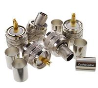 CablesOnline, UHF PL-259 Conector macho tipo crimpado para cable coaxial RG8/RG213/LMR400 de 50 ohmios (paquete de 5)