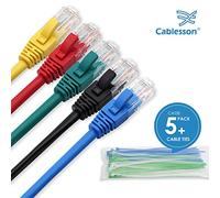 Cablesson Cable Ethernet 3m - Cat5e (Paquete de 5 + sujetacables) Cable de conexi?n de Cable de Red RJ45 10 Gigabit 100Mhz LAN Cable de Alambre STP para m?Dem, Router, PC, Mac, computadora Port?Til