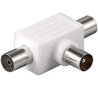 CableStop ® Coaxial T-Adapter Tv Divisor de antena 2 coaxial hembra a 1 coaxial macho BLANCO