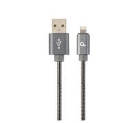 CABLE DE DATOS Y CARGA PREMIUM GEMBIRD 8 PINES METAL EN ESPIRAL, 1 M, GRIS