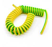 Cabluandry Cable de puesta a tierra de poliuretano flexible, retráctil, de un solo núcleo, de color amarillo y verde, de 5 metros de longitud. Cable Elástico(18AWG 0.75mm2)
