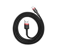 Baseus Cable USB a Lightning Cafule CALKLF-R91 Nylon trenzado duradero QC3.0 2A 3 m Negro-Rojo