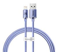 Cabo Baseus USB Crystal Shine para iPhone Lightning 8 Pinos 2,4A Cajy000005 1,2M Roxo