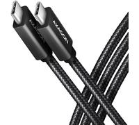 Cabo de carregamento AXAGON BUCM32-CM20AB USB-C <-> USB-C 3.2 Gen 2, 2m, PD 100W, 5A, 4K HD, ALU, braid, Negro