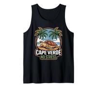 Cabo Verde Diseño de Tortuga de Playa y Palma Camiseta sin Mangas