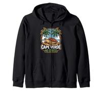Cabo Verde Diseño de Tortuga de Playa y Palma Sudadera con Capucha