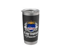 Cabo Verdean Princess Cabo Verde Flag Cabo Verdean Girl Vaso térmico de acero inoxidable de doble pared