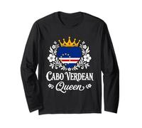Cabo Verdean Queen Cabo Verde Flag Proud Cabo Verdean Woman Manga Larga