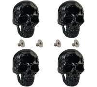 CABODYALS 1 caja de 4 remaches Negros de Calavera Gótica con Tornillo, Alfileres de Aleación de Halloween, Botones de Esqueleto Vintage, Remaches Decorativos de Estilo Rockero para Bolsos de Cuero, De