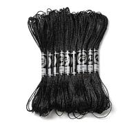 CABODYALS 10 madeja de 12 hebras de Hilo de Poliéster Negro 80M para Bordar Hilo de Punto de Cruz con Brillo Metálico Hilo de Oro Y Plata con Purpurina para Tejer Bordar Hacer Pulseras de la Amistad Y