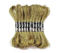 CABODYALS 10 madeja de 12 hebras de Hilo de Punto de Cruz de Poliéster de Oro Amarillo de 80 m Hilo de Bordar con Purpurina Metálica Hilo de Bordar con Brillo Dorado Y Plateado para Coser A Mano Decor