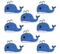 CABODYALS 10 Parche Bordado con Forma de Ballena Azul Diseño de Animales del Océano para Coser O Planchar para Coser O Hacer Manualidades para Ropa Bolsos Y Vaqueros