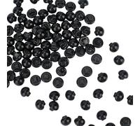 CABODYALS 100 botón de Perla de Plástico Negro de 10mm Y 1 Agujeros, Minibotón Pequeño de Resina con Forma de Hongo, Redondo, con Vástago de Media Bola, para Coser, Hacer Manualidades, Ropa, Camisas,