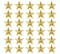 CABODYALS 100 Parche Bordado de 3 Estrellas Doradas de 5cm Pequeño Pentagrama para Planchar Mini Parche Sólido para Coser O Reparar para Manualidades Ropa Chaquetas Sombreros Adornos Navideños