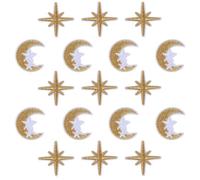 CABODYALS 100 pieza de 2 estilos de Parches Bordados de Estrella Y Luna Dorada, Estrellas de Ocho Puntas, Parche para Planchar, Parches Celestiales Mixtos para Coser, Reparar, Apliques para Coser, Hac