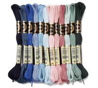 CABODYALS 12 madeja de Hilo de Bordar de 96 capas de 6 m Hilo Jaspeado Azul Oscuro Verde Punto de Cruz Pulsera de la Amistad Hilo para Hacer Joyas Pulseras Tejer Coser Suministros para Manualidades de