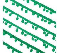 CABODYALS 18.29 m de Pompones Verdes con Flecos Y Bordes Florales Borlas Guirnalda Navideña Decorativa de San Valentín Cinta de Encaje con Volantes para Manualidades Costura Confección de Ropa Decorac