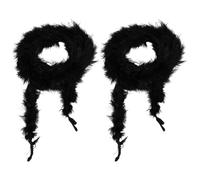 CABODYALS 2 bufanda de Plumas Negras, Paquete A Granel, de Pavo, Artificial, Esponjosa, Boa, Larga, Suave Y Peluda, Chales, Bufandas, Abrigos para Mujer, Accesorios para Disfraces, Decoración de Hallo