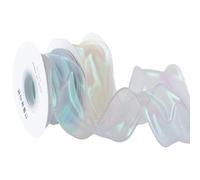 CABODYALS 2 rollo de Cinta de Organza Dorada de 18 m Cinta de Encaje Transparente Adornos de Cinta de Malla Brillante con Purpurina Cinta de Tul de Seda con Alambre para Coser Hacer Ramos Envolver Reg