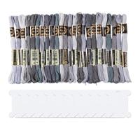 CABODYALS 24 madeja de 6 hebras de Hilo de Bordar Gris Degradado Jaspeado para Punto de Cruz, Pulseras de la Amistad, con 12 bobinas de Hilo para Hacer Pulseras, Coser, Tejer, Manualidades.