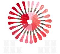CABODYALS 24 madeja de 6 hebras de Hilo de Bordar Rojo Degradado para Pulseras de la Amistad, Hilo Variegado para Punto de Cruz con Bobinas de Hilo para Coser A Mano, Tejer, Manualidades Y Coser A Cro