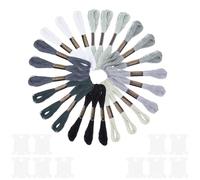 CABODYALS 24 madeja de 6 hebras de Hilo Gris Jaspeado para Punto de Cruz, Hilo de Bordar, Hilo Degradado para Pulseras de la Amistad, Hilo con Bobinas para Coser A Mano, Joyería, Tejer, Manualidades,