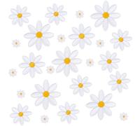 CABODYALS 40 parche Bordado de Margaritas Pequeñas, 4 tamaños, Pétalos Blancos, Delicados Parches Bordados de Margaritas, Flores para Planchar, Apliques de Flores para Coser, Ropa, Sombreros, Vaqueros
