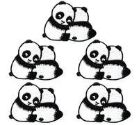 CABODYALS 5 pieza de Parches de Animales Lindos En Blanco Y Negro para Planchar con Dibujos de Osos Panda para Coser O Reparar Parche Bordado de Vida Silvestre Emblema A Granel para Coser Ropa Jeans C