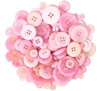 CABODYALS Botón de Resina Rosa de 150g con 4 agujeros Y Patrón de Forma Redonda, Varios Tamaños, Botones A Presión Decorativos de Repuesto A Granel, Botones de Parte Trasera Plana para Coser, Hacer Ro