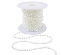 CABODYALS Cadena de Perlas Blancas Florales de 13 metro, Guirnalda de Perlas Redondas Artificiales, Rollo de Carrete, Cadenas de Cuentas de Plástico Artificial para Árboles de Navidad, Decoración de B