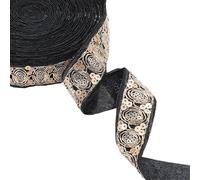 CABODYALS Cinta de Encaje Jacquard Negra de 9.14 m para Bordar Hanfu Adorno de Poliéster con Lentejuelas Tela de Una Sola Cara Cintas Bordadas Vintage para Coser Hacer Accesorios de Ropa Suministros p