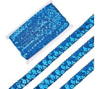 CABODYALS Cinta Elástica de Lentejuelas Azul Oscuro de 13 m Y 15mm Cinta Elástica Plana con Borde Brillante Y Lentejuelas para Coser Hacer Manualidades Envolver Regalos Hacer Invitaciones de Boda Y Na