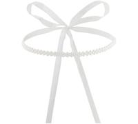 CABODYALS Cinturón de Novia con Cuentas de Perlas de Cristal, Hecho A Mano, de Plástico Blanco Fino, con Perlas, para Boda, con Cinta de Organza, Accesorios para la Cintura para Mujer, Vestido de Novi